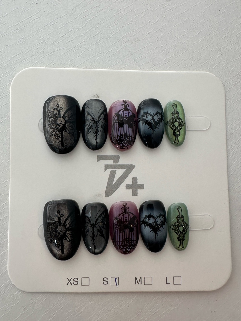 Halloween cat eye press on nails size Small